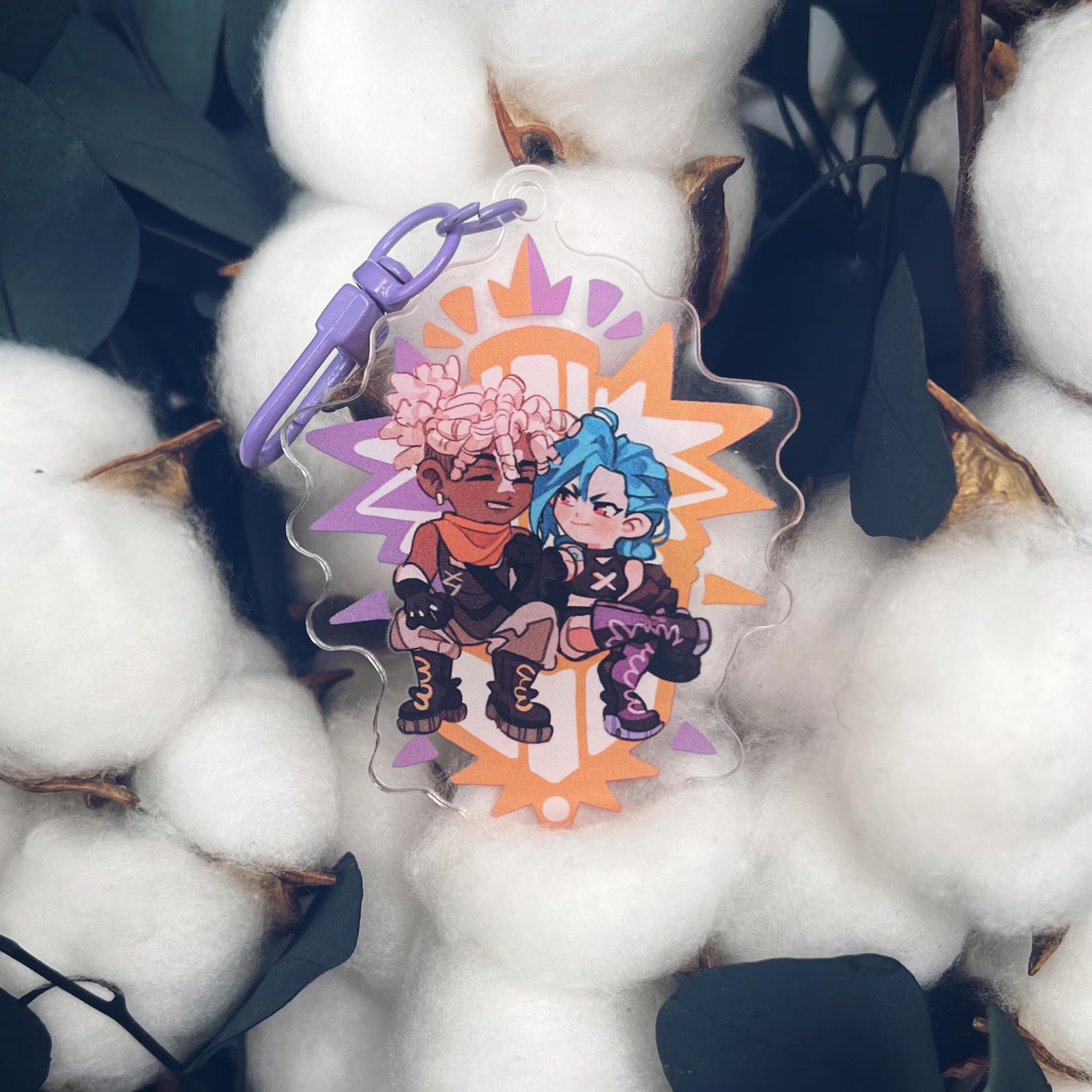 Arcane double-sided acrylic keychains 7 cm Caitvi | Jayvik | Timebomb