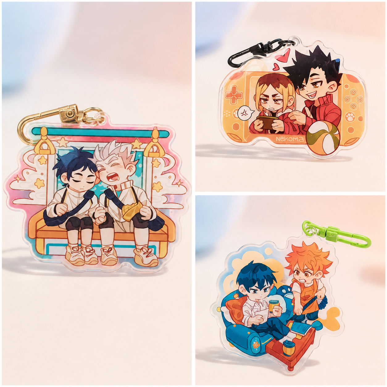 Haikyuu! Double-sided acrylic keychains 7 cm. Bokuaka | Kuroken | Kagehina