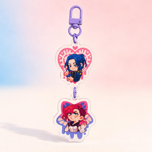 Arcane double-sided acrylic keychains 7 cm Caitvi | Jayvik | Timebomb