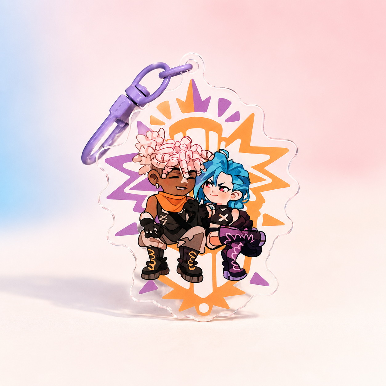 Arcane double-sided acrylic keychains 7 cm Caitvi | Jayvik | Timebomb