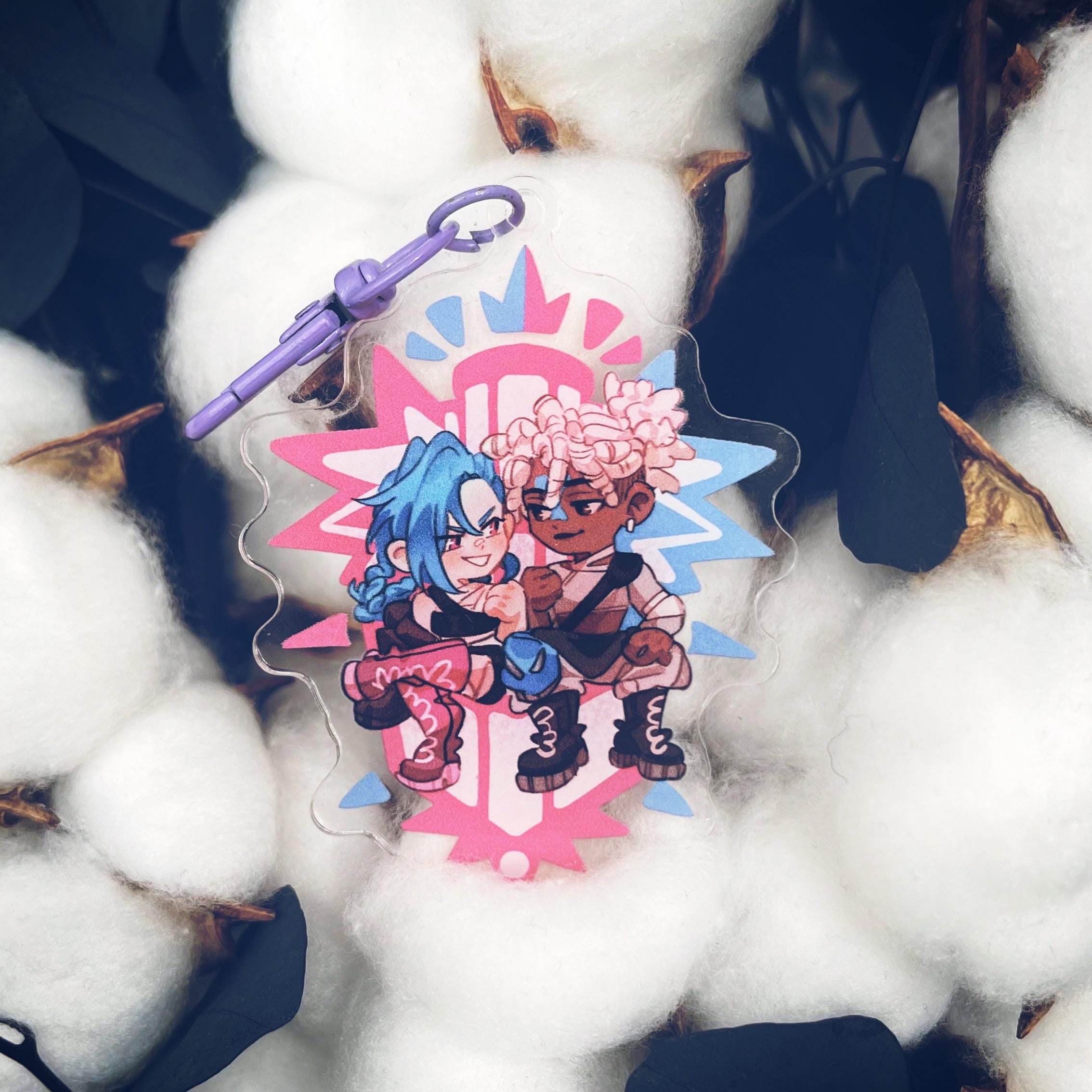 Arcane double-sided acrylic keychains 7 cm Caitvi | jayvik | timebomb