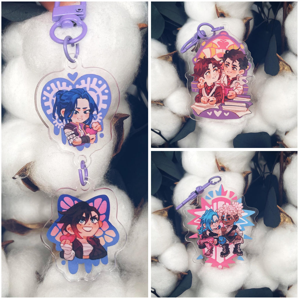 Arcane double-sided acrylic keychains 7 cm Caitvi | jayvik | timebomb