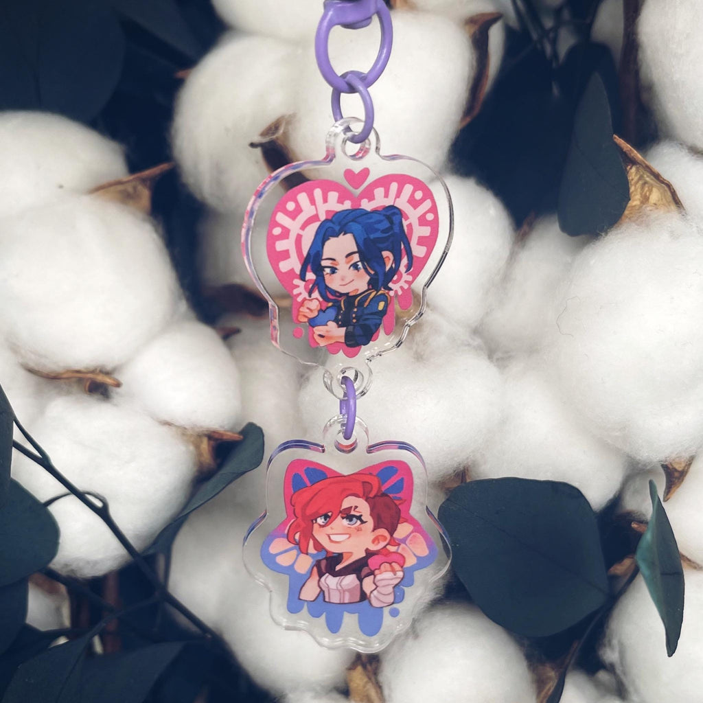 Arcane double-sided acrylic keychains 7 cm Caitvi | jayvik | timebomb