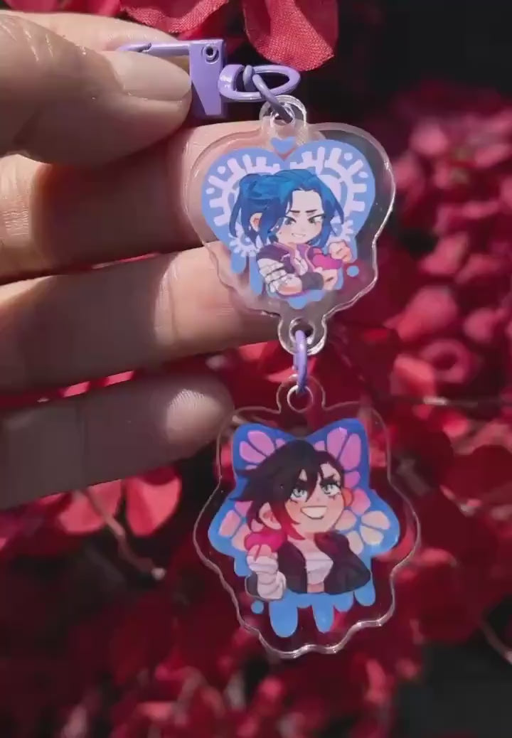 Arcane double-sided acrylic keychains 7 cm Caitvi | Jayvik | Timebomb